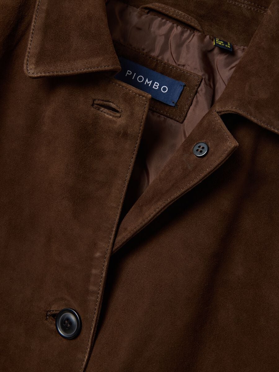 Blazer marrone in vera pelle regular fit con rever classico_5