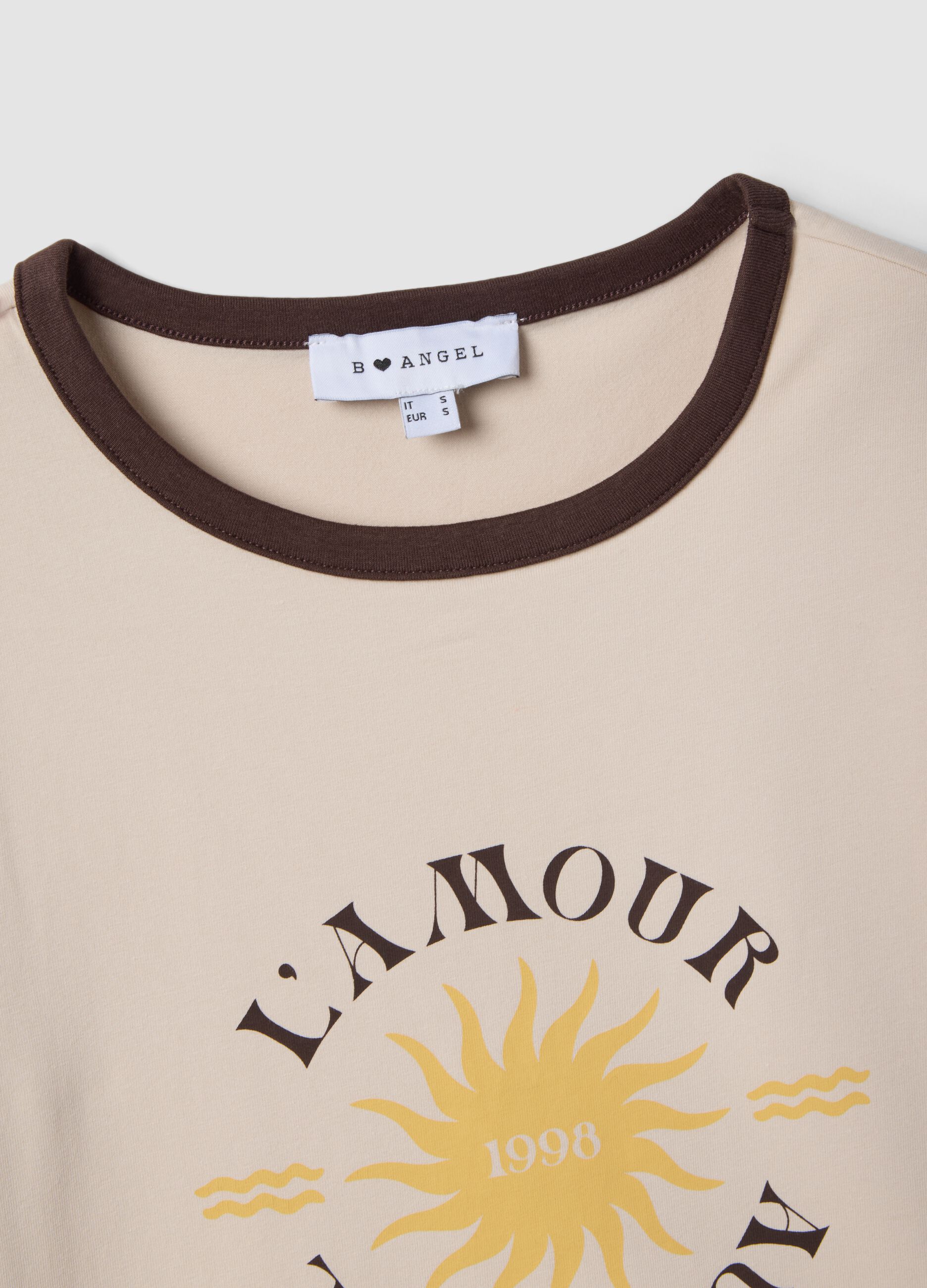 White stretch cotton regular-fit T-shirt with print