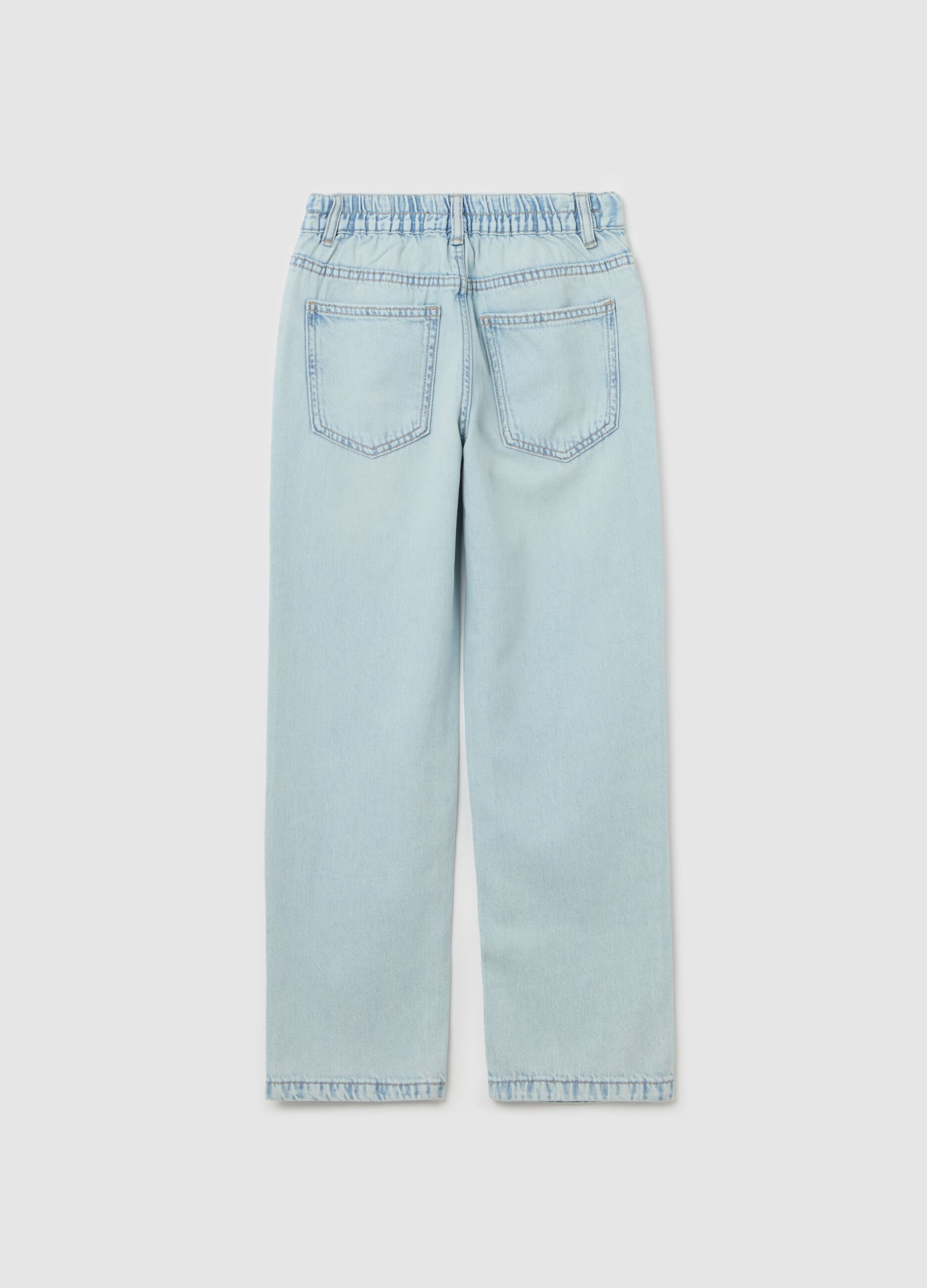 Jeans mom fit cinque tasche con abrasioni 