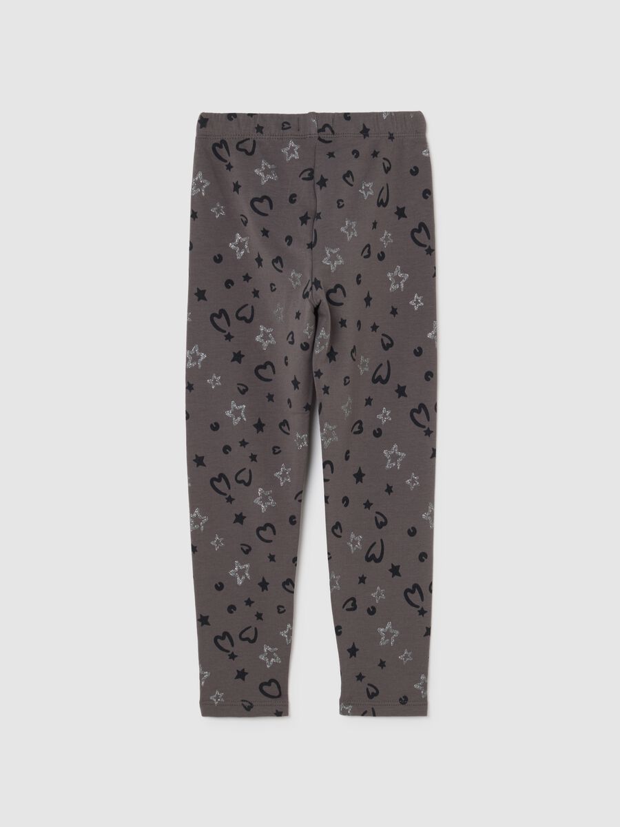 Leggings grigi da bambina in cotone elasticizzato vestibilità skinny_1
