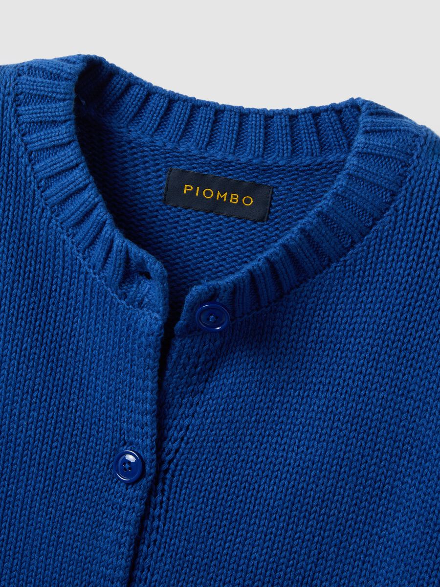 Blue regular fit pure cotton cardigan with buttons_5