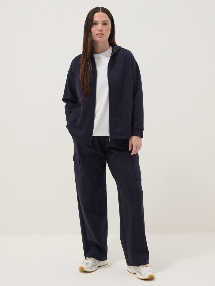 Felpa blu in viscosa elasticizzato regular fit con zip_2