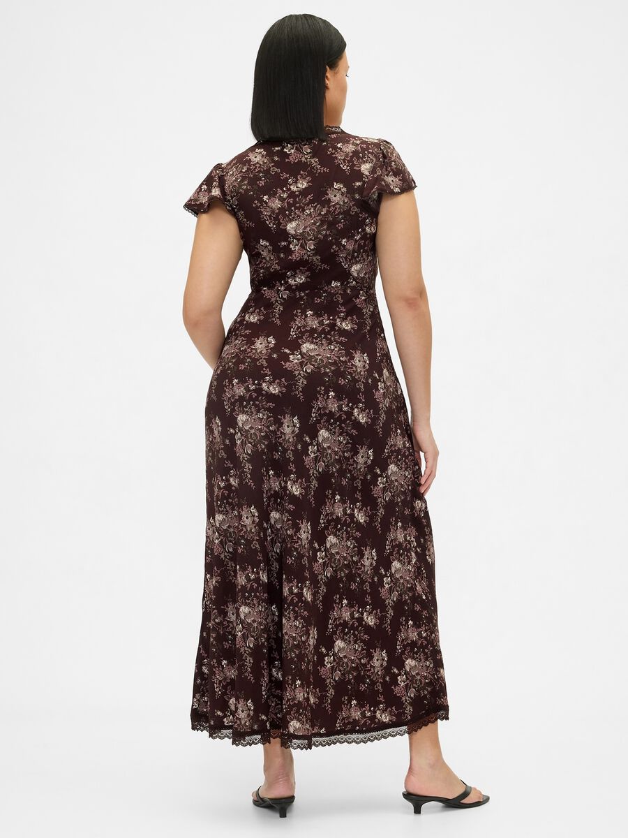 Brown pure viscose dress with floral print_5