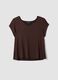Brown pure viscose V-neck T-shirt, regular fit_0