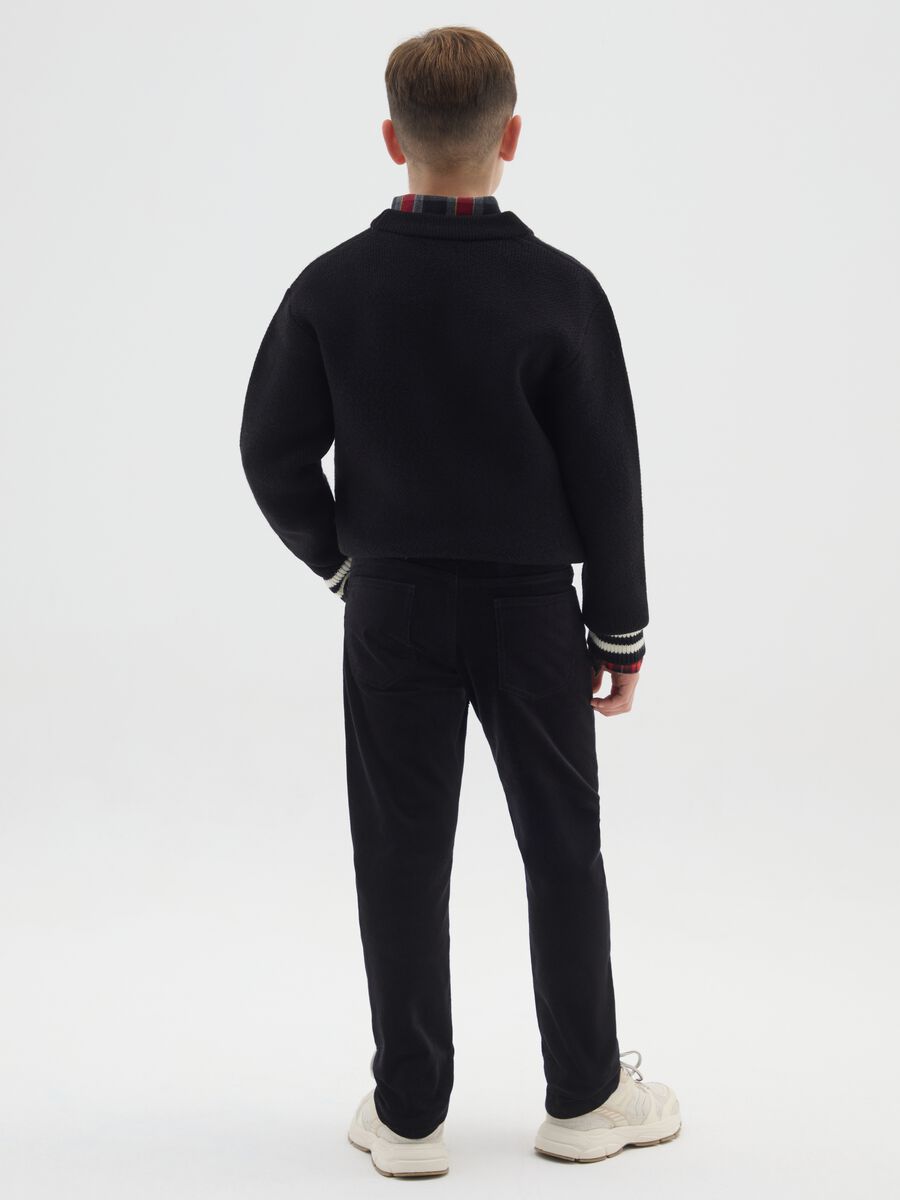 Pantaloni neri da ragazzo in misto cotone regular fit_1