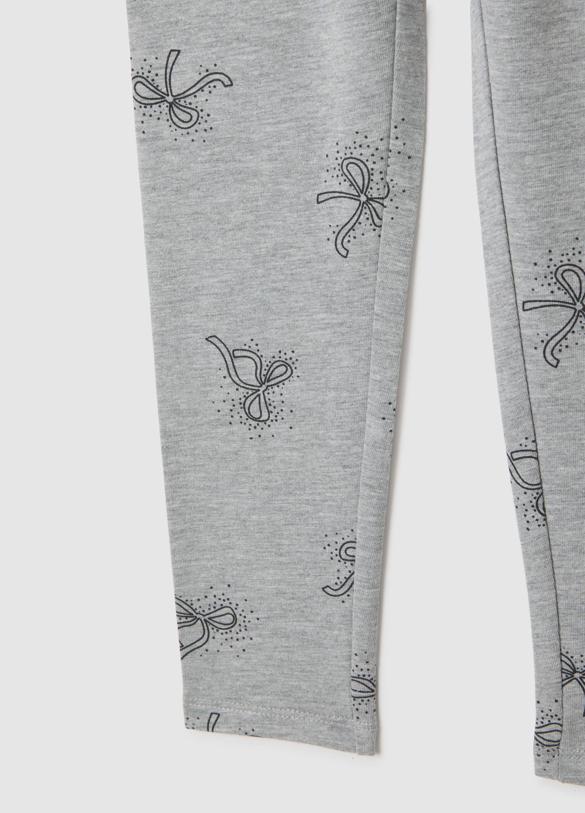 Girls' Grey Stretch Cotton Leggings