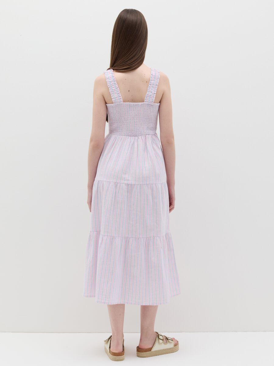 Long pink striped dress in cotton_3