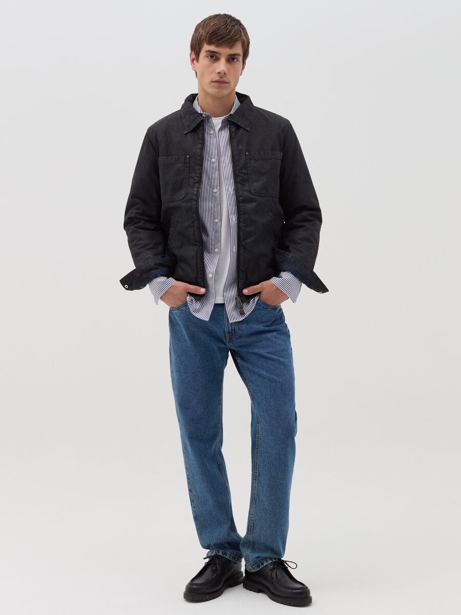 Limited Edition Short jacket in leather-effect denim_1