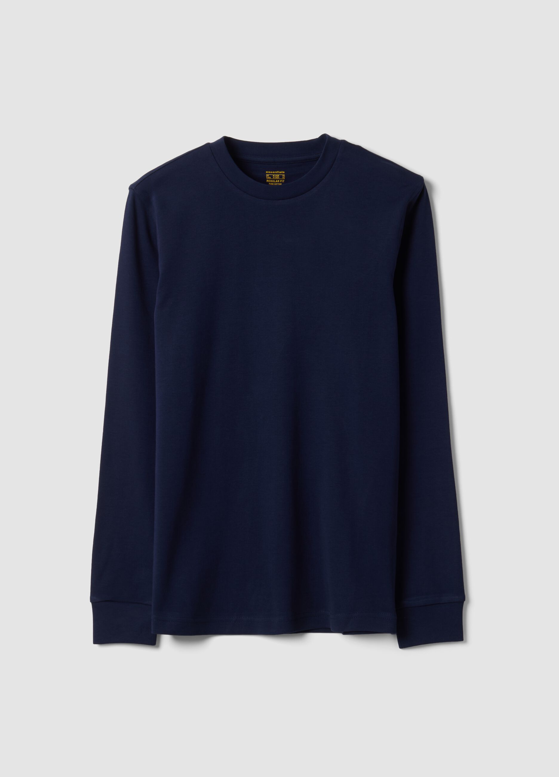T-shirt blu in puro cotone girocollo regular fit