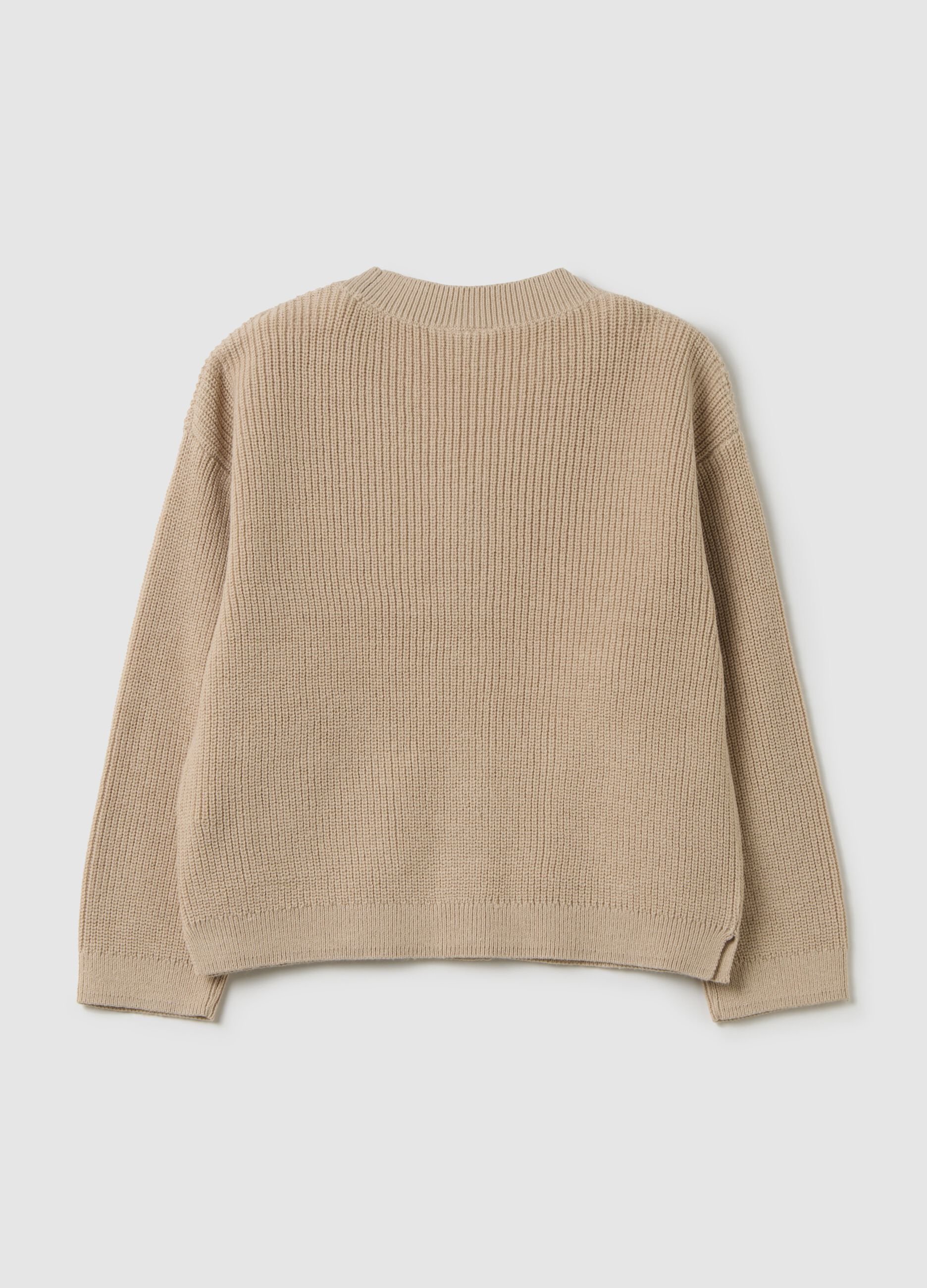 Beige Cotton Blend Children's Cardigan