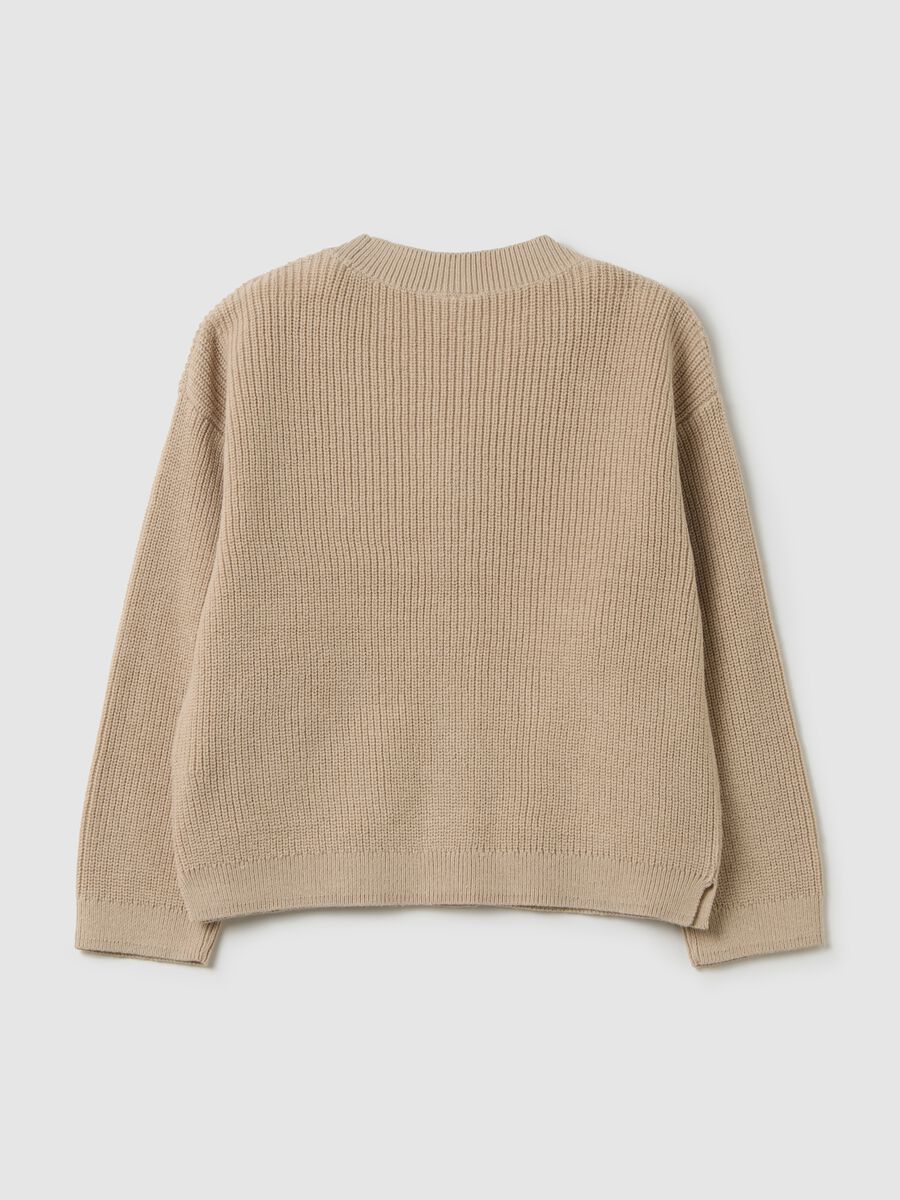 Beige Cotton Blend Children's Cardigan_1