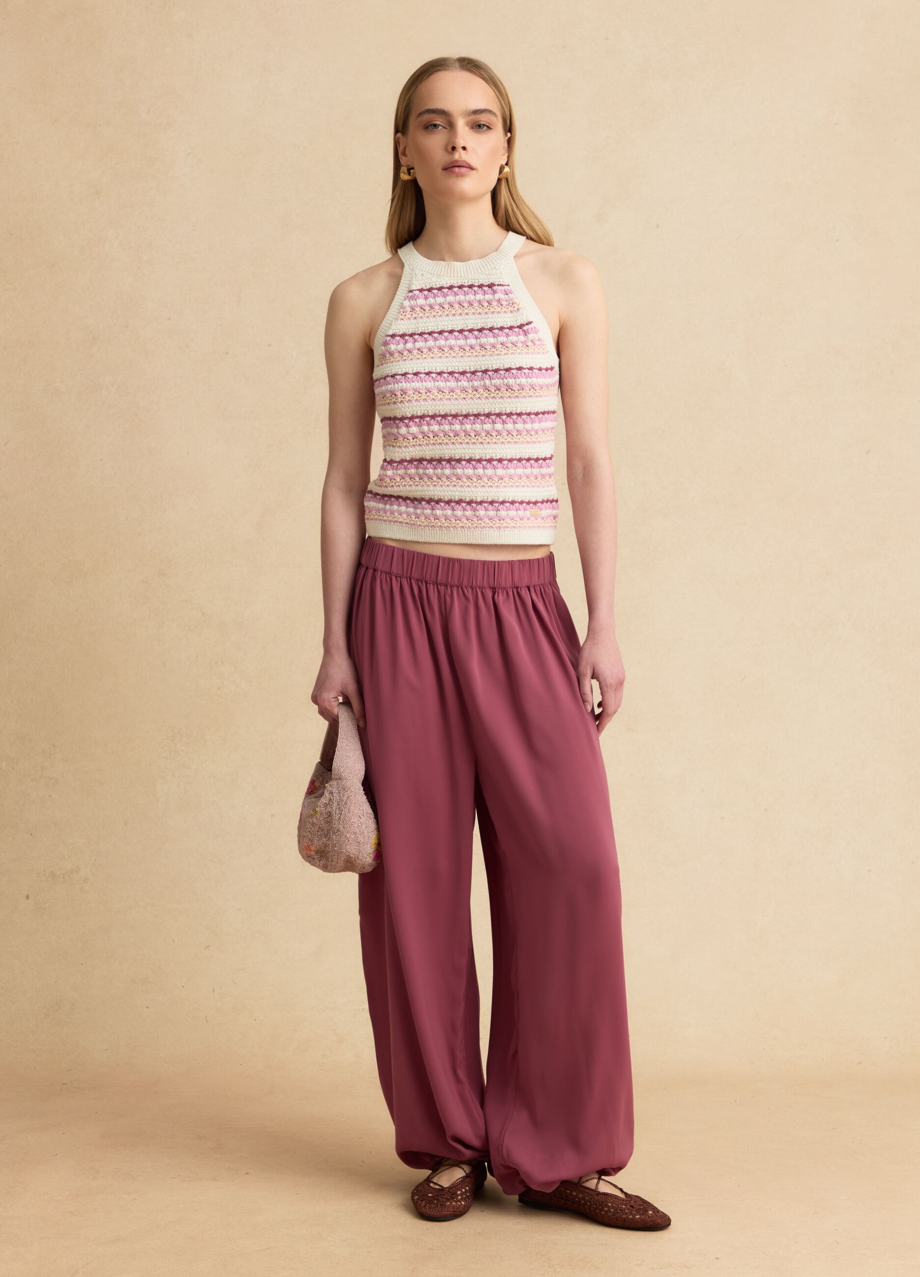 Pink relaxed-fit joggers with elasticated waist