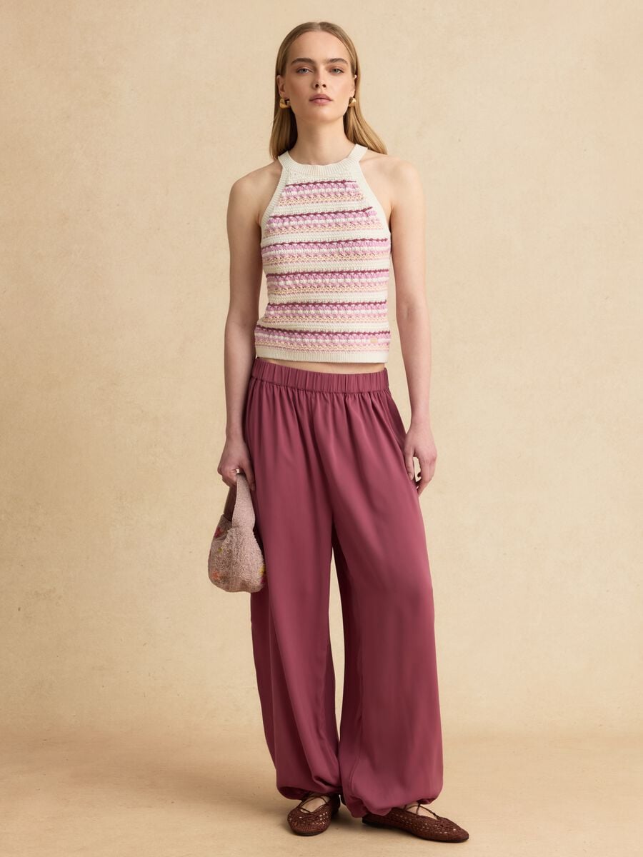 Pantaloni jogger rosa relaxed fit con vita elasticizzata_0