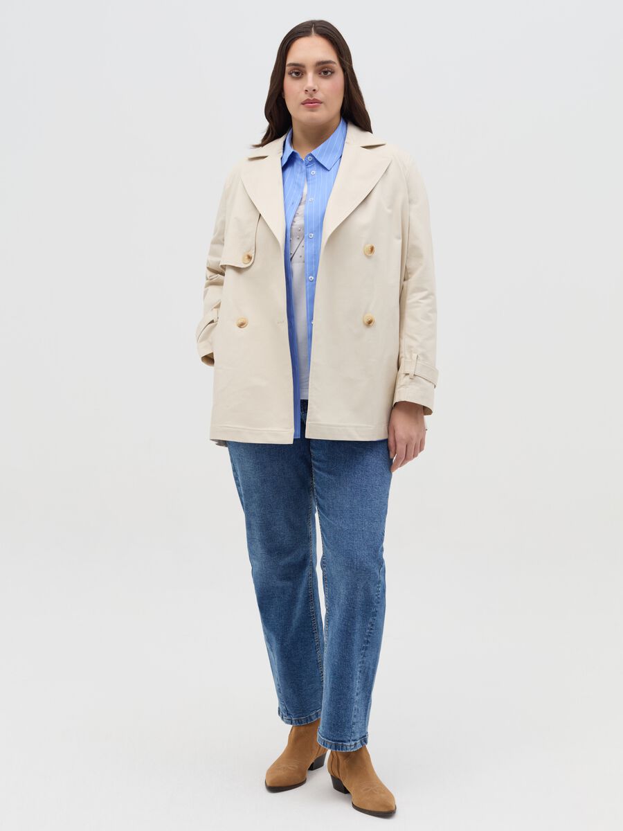 Curvy short double-breasted trench coat with belt_1