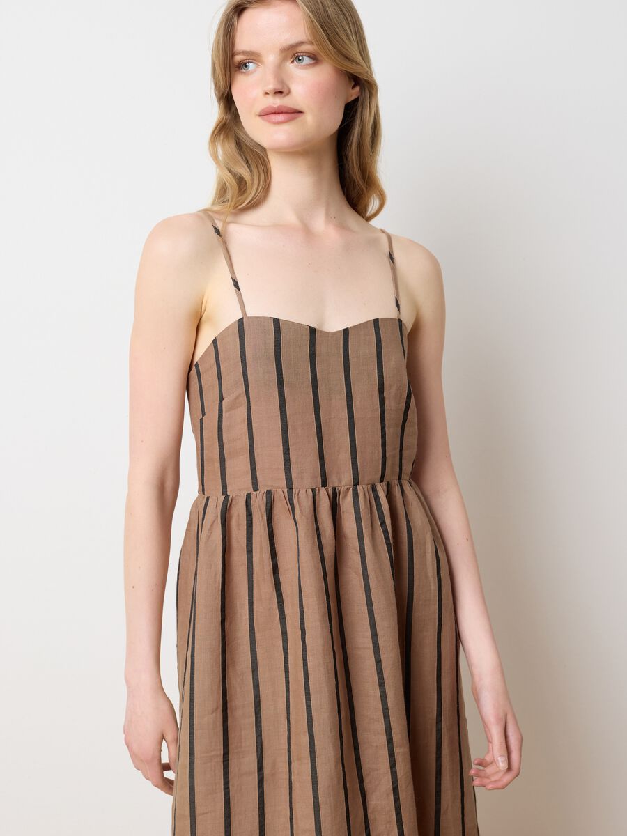 Women's long dress in multicolour ramie blend, regular fit_2