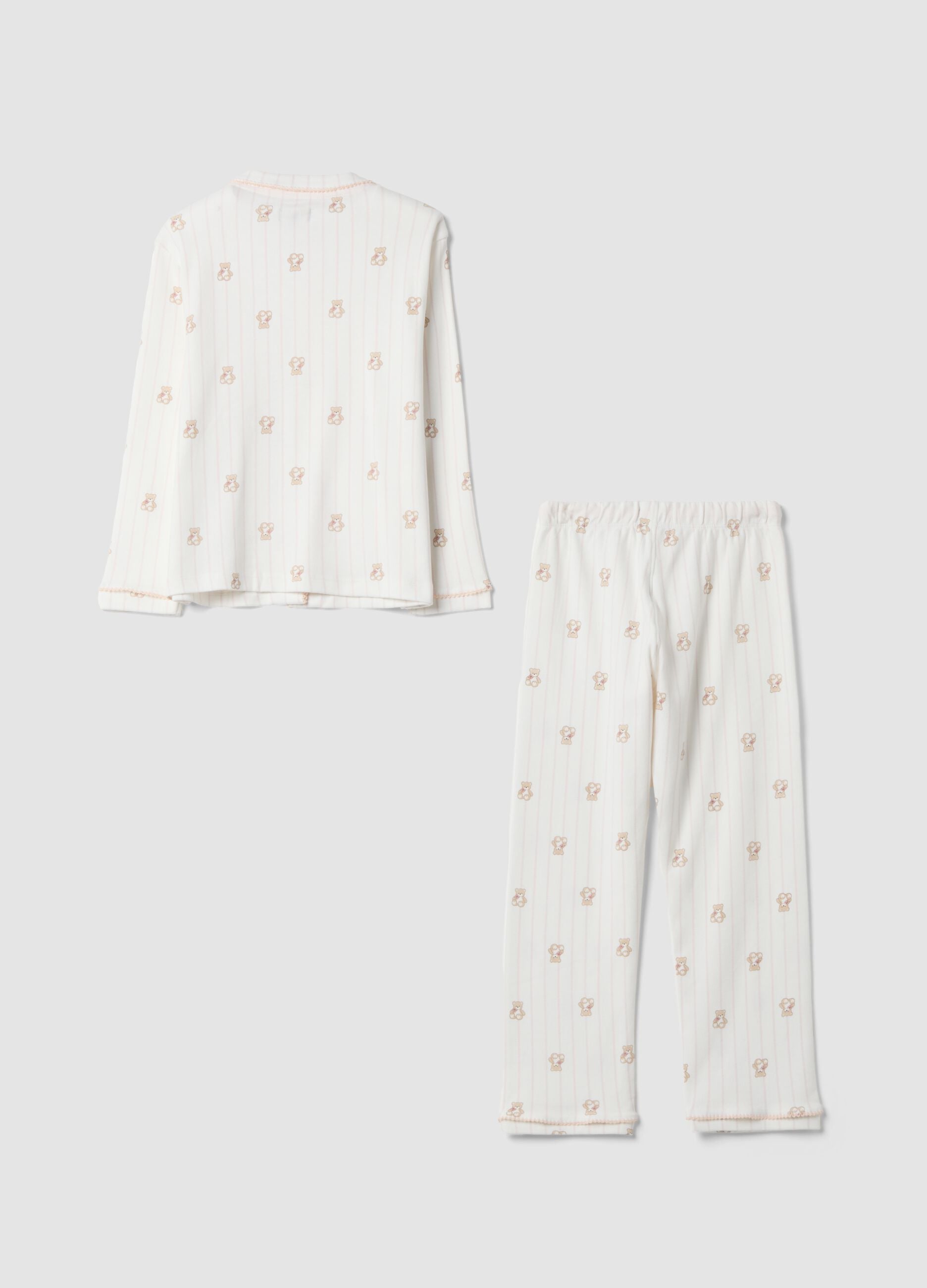 White pure organic cotton crew-neck pyjamas