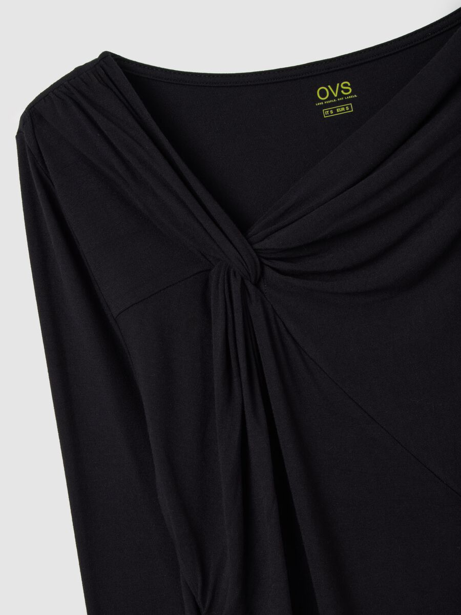 Black long-sleeved stretch viscose T-shirt_1