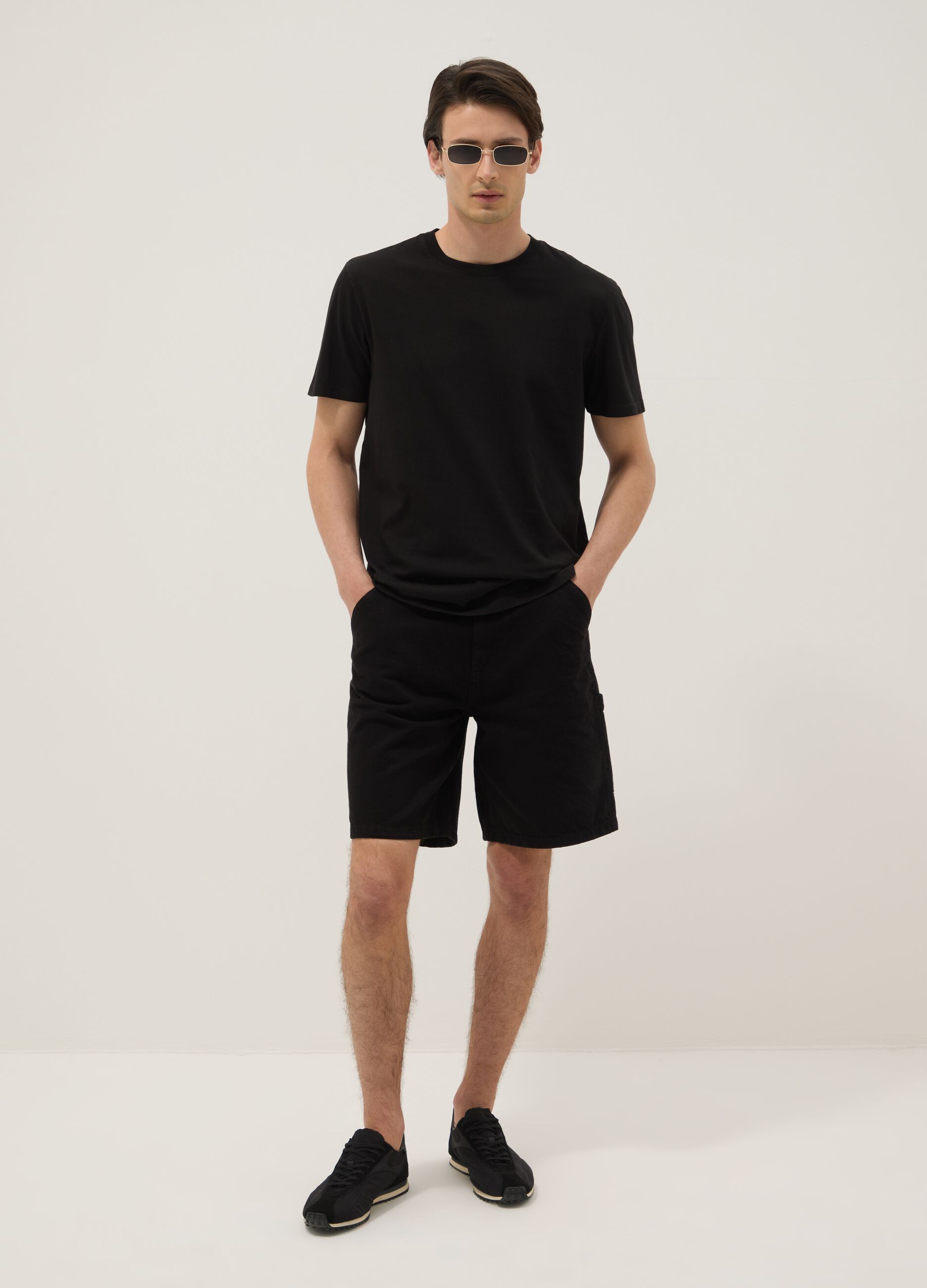 Black pure cotton short-sleeve regular fit T-shirt