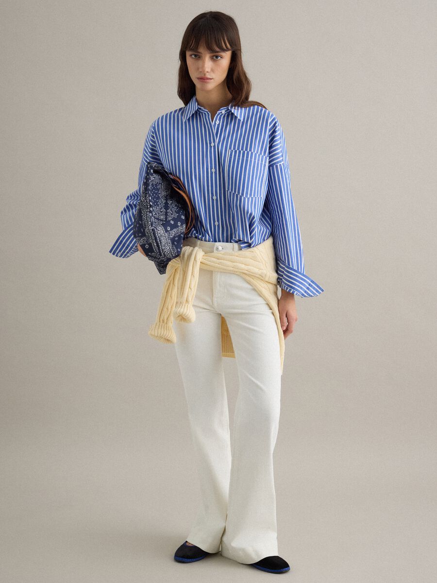 Multicolour striped pure cotton oversized fit shirt_2