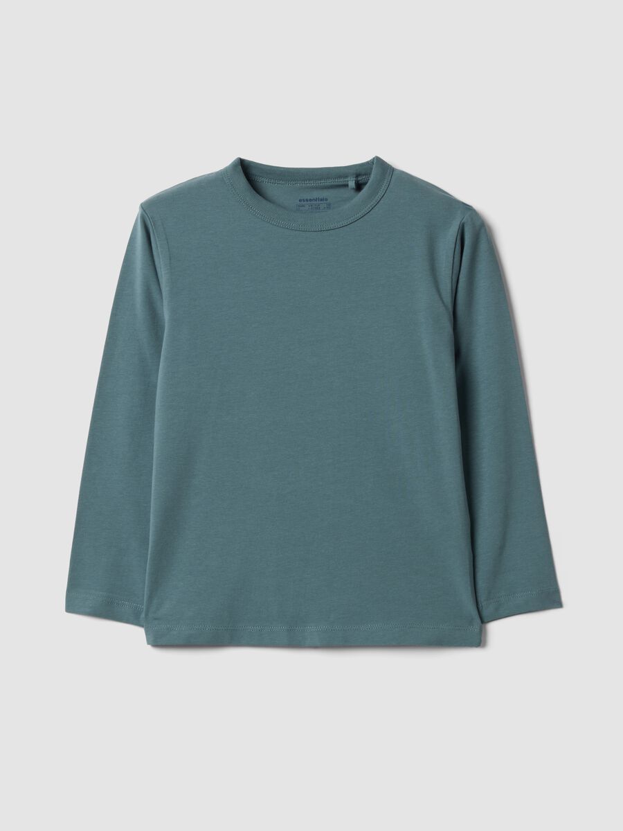 Blue long-sleeve organic cotton T-shirt_0