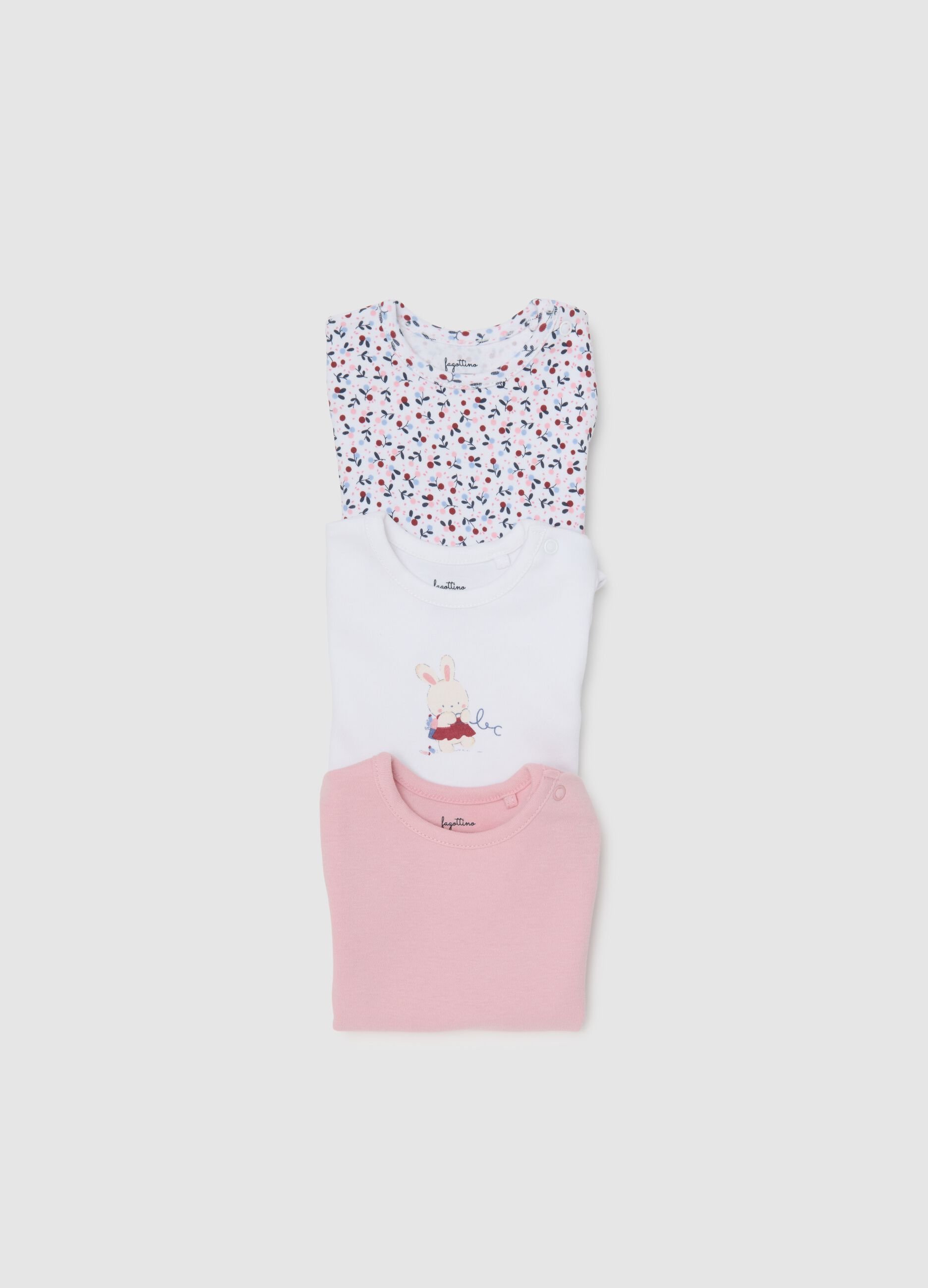 Tripack di body da neonata in puro cotone multicolor