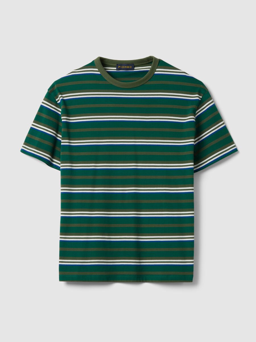 T-shirt in puro cotone a righe multicolor regular fit_4