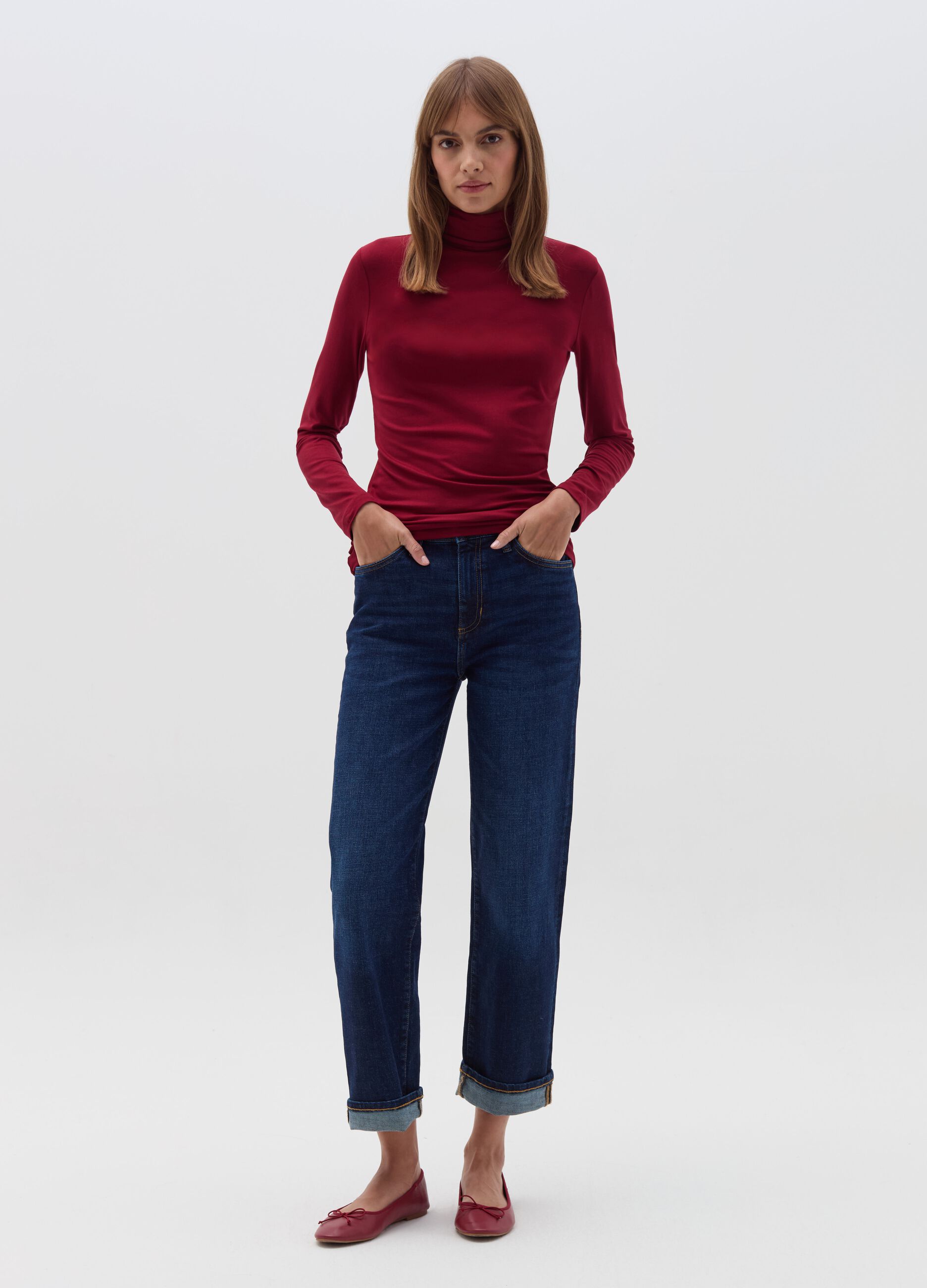 T shirt a collo alto con maniche lunghe da Donna OVS