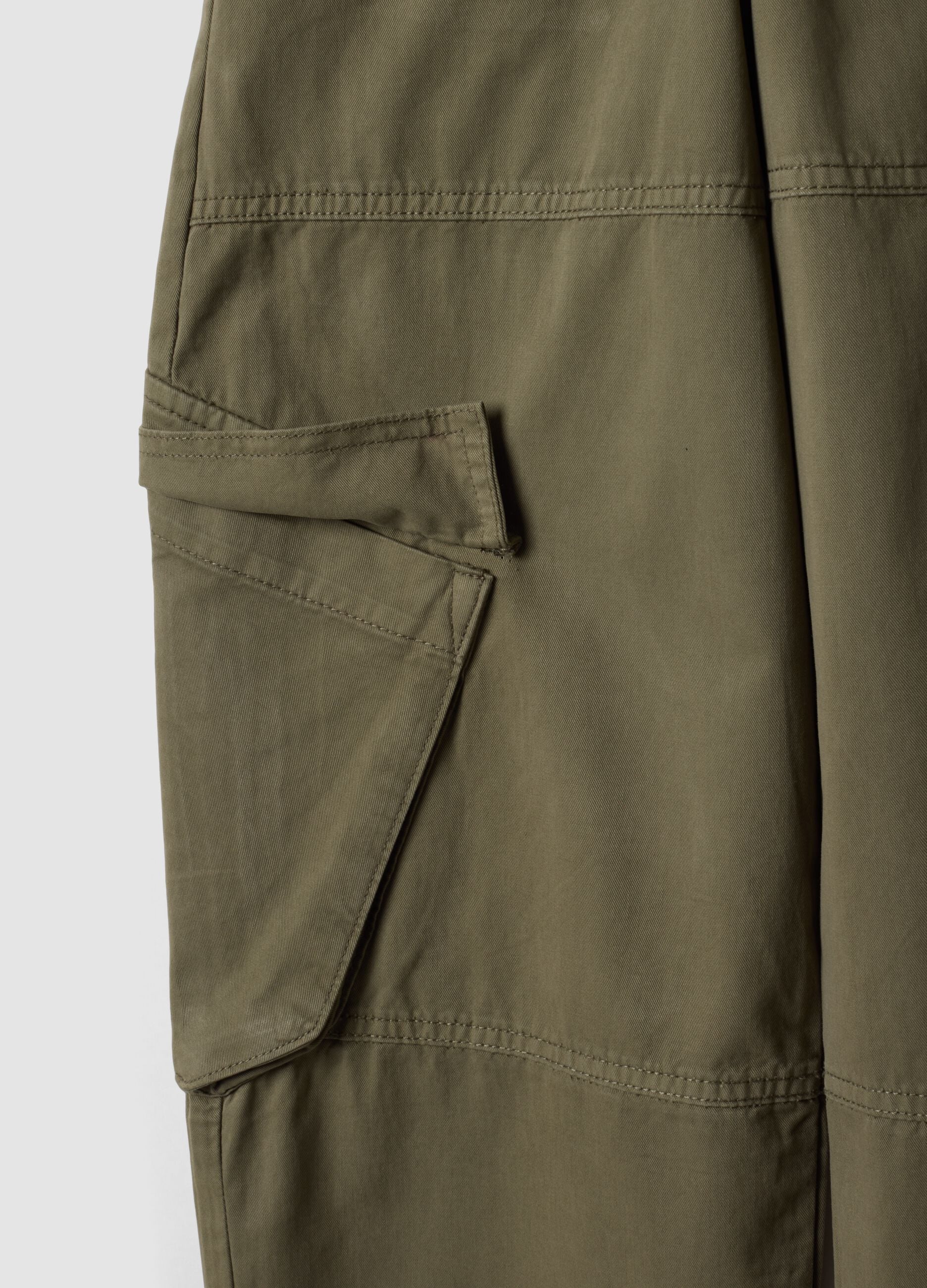 Girls&rsquo; green pure cotton straight-fit cargo trousers