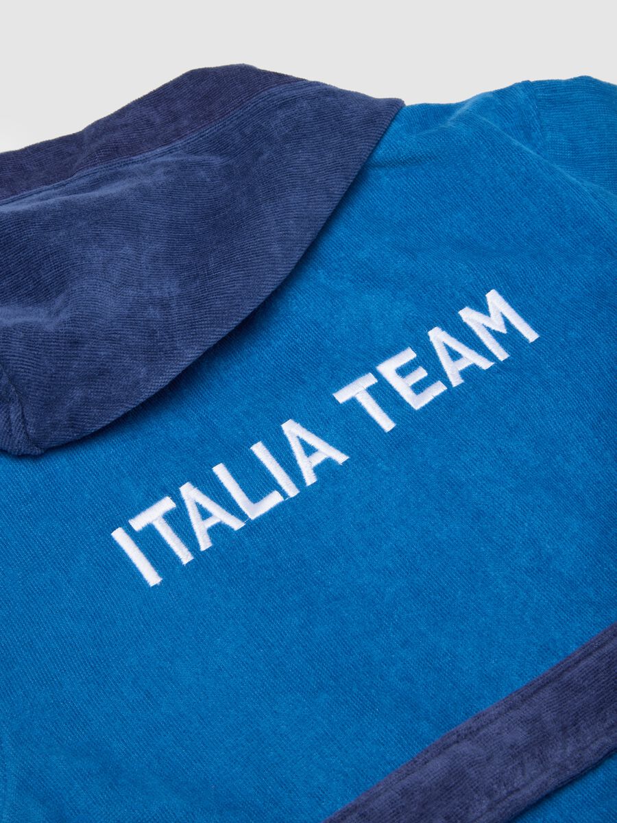 Accappatoio blu da bambino in puro cotone Looney Tunes x Italia Team_1