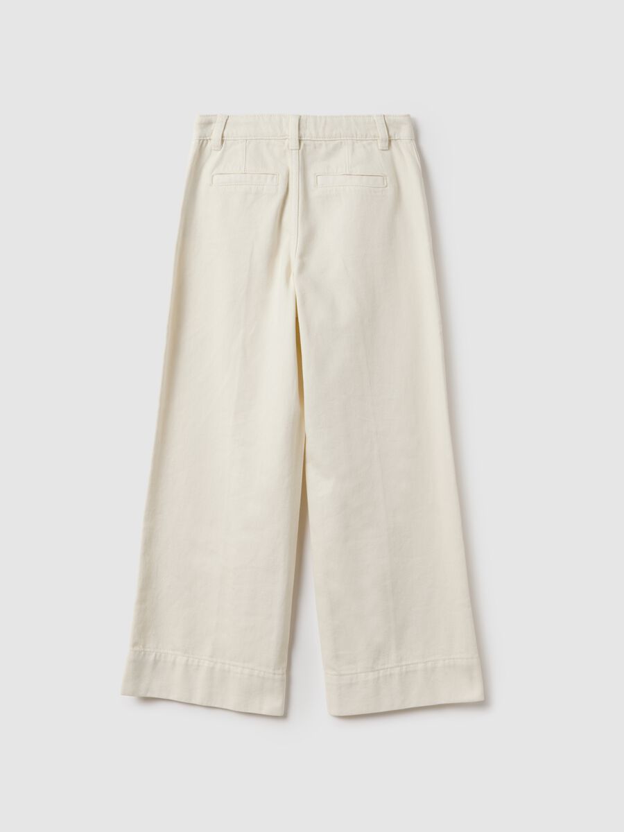 Girls' White Relaxed Leg Pure Cotton Trousers_4