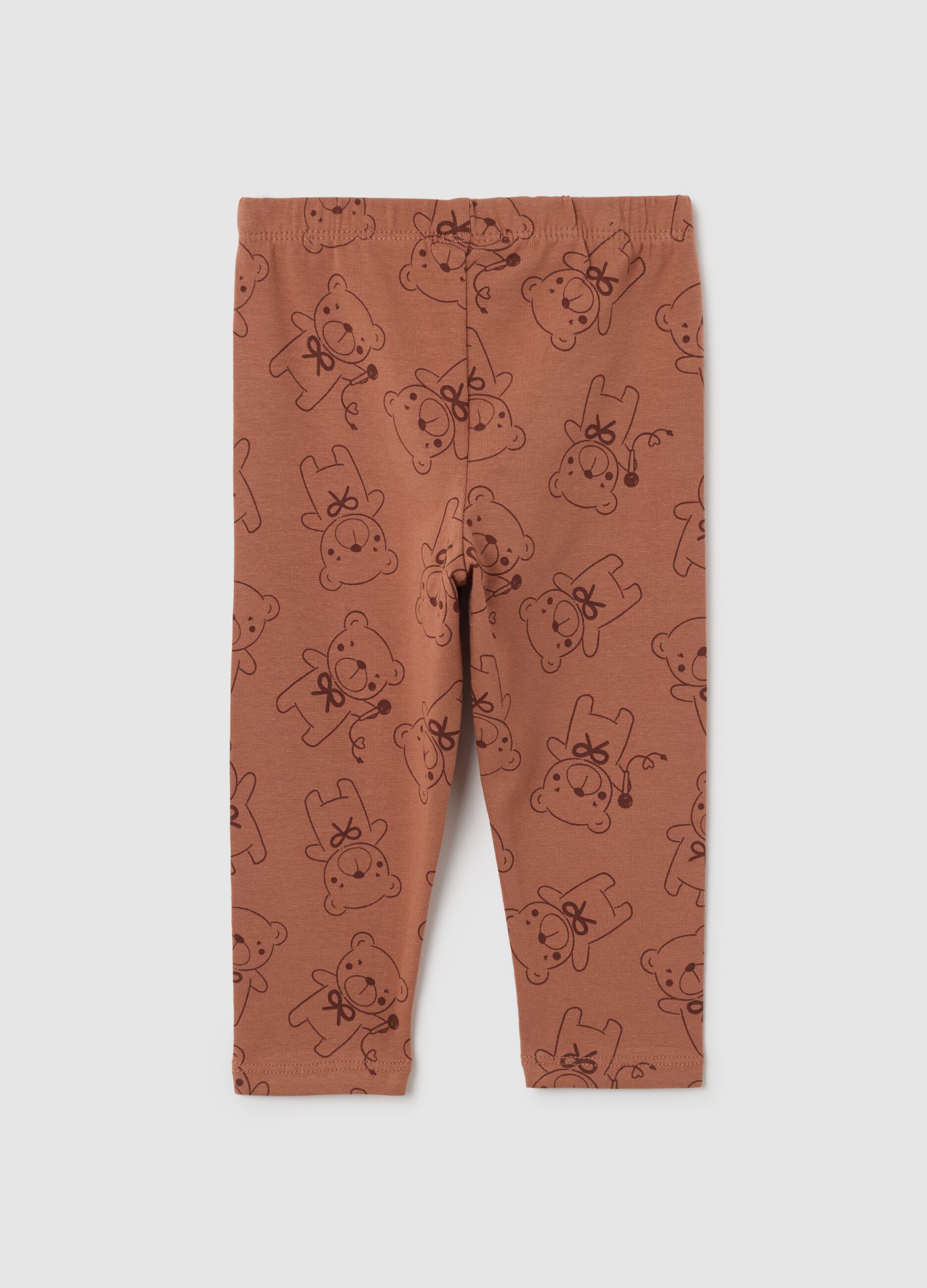 Leggings da neonata in cotone elasticizzato marroni