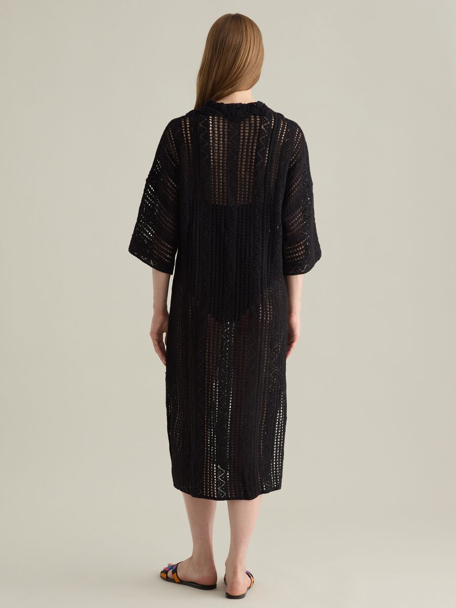 Women's Long Black Pure Cotton Dress_3