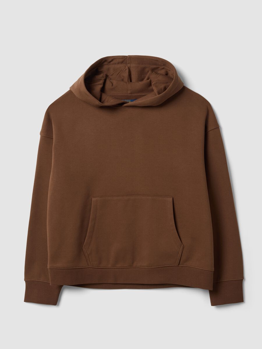 Felpa marrone in misto cotone con cappuccio regular fit_4