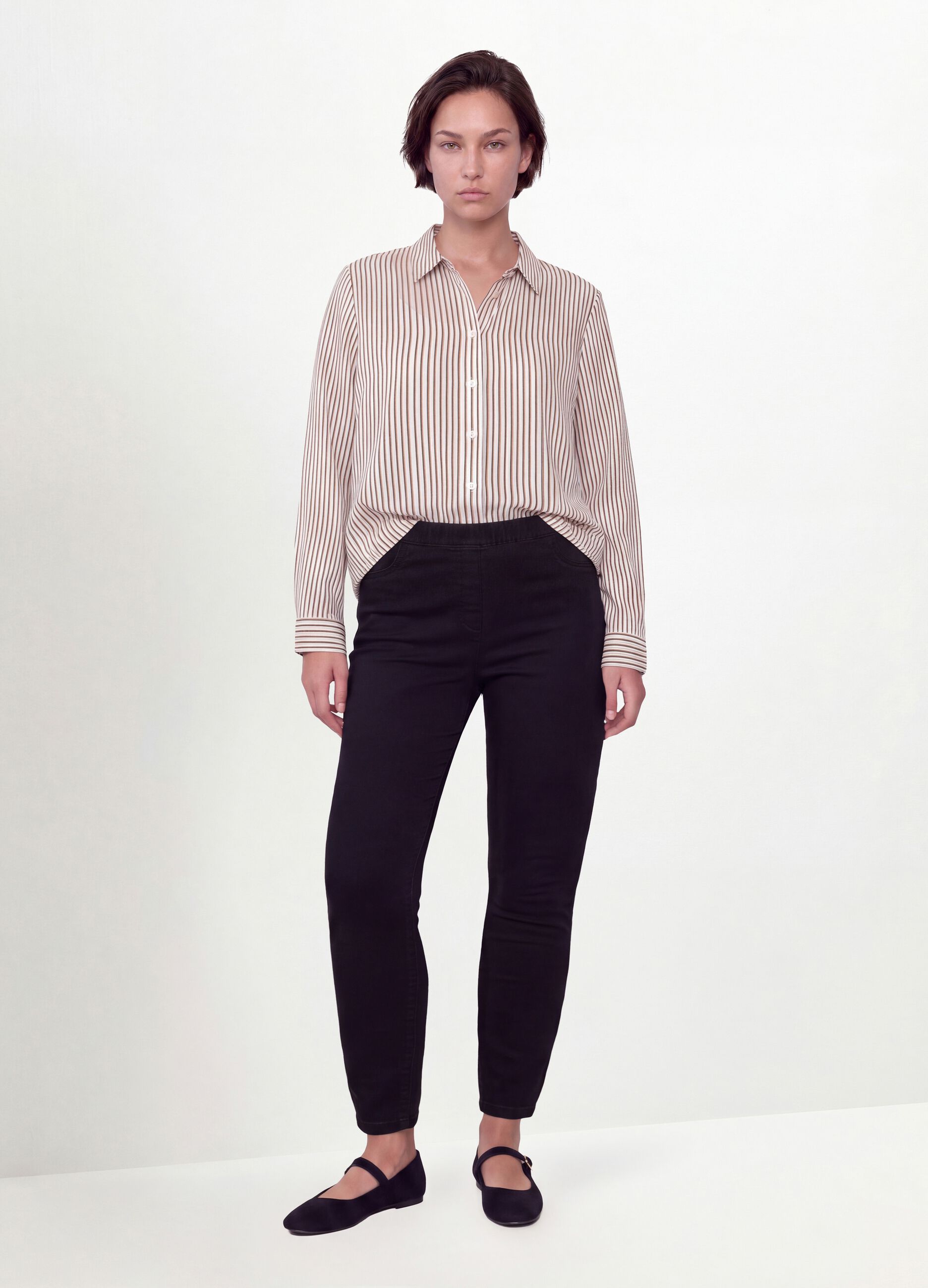 Black skinny jeggings in stretch cotton and viscose