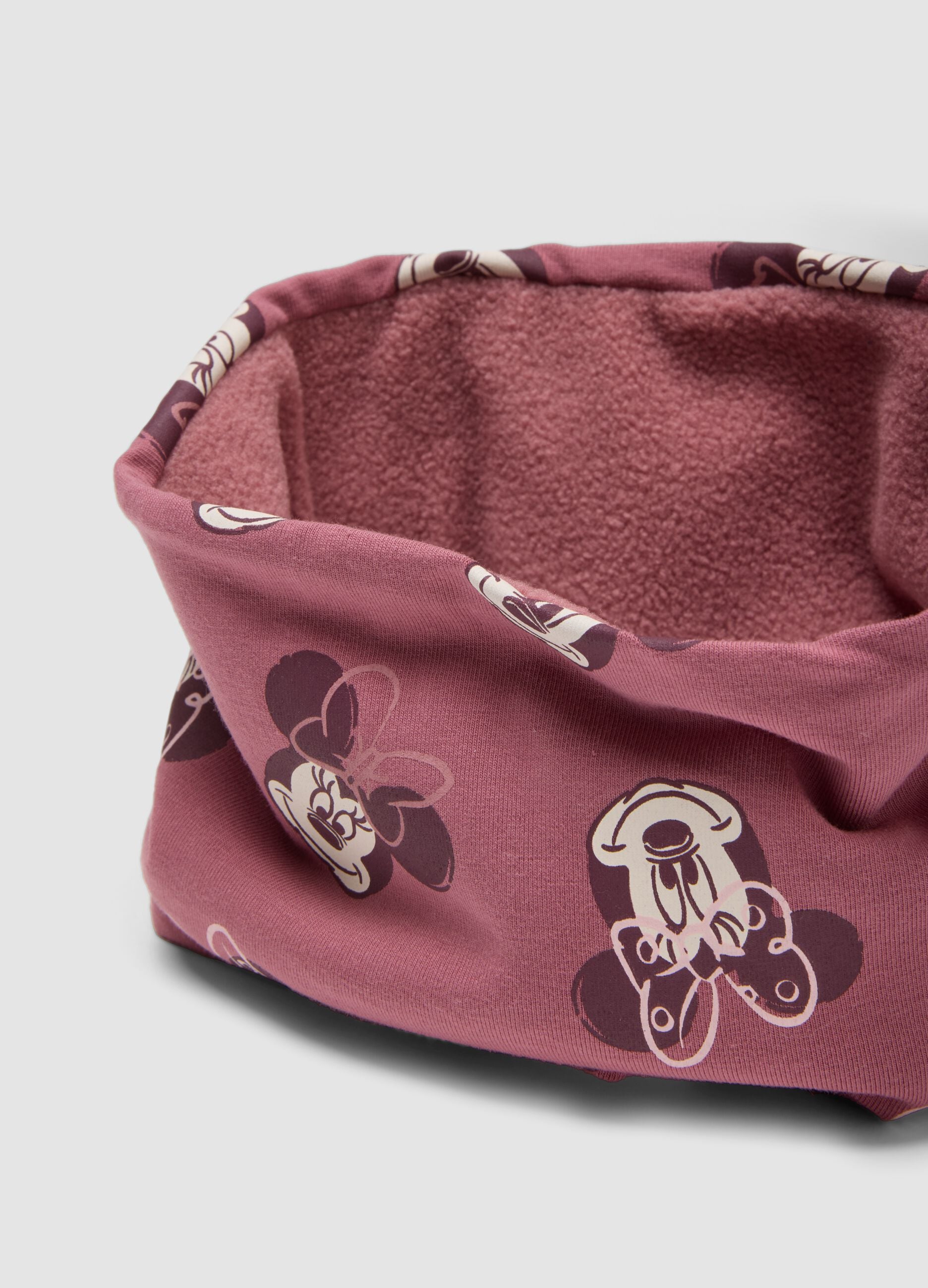 Pink Minnie print stretchy organic cotton scarf for girls