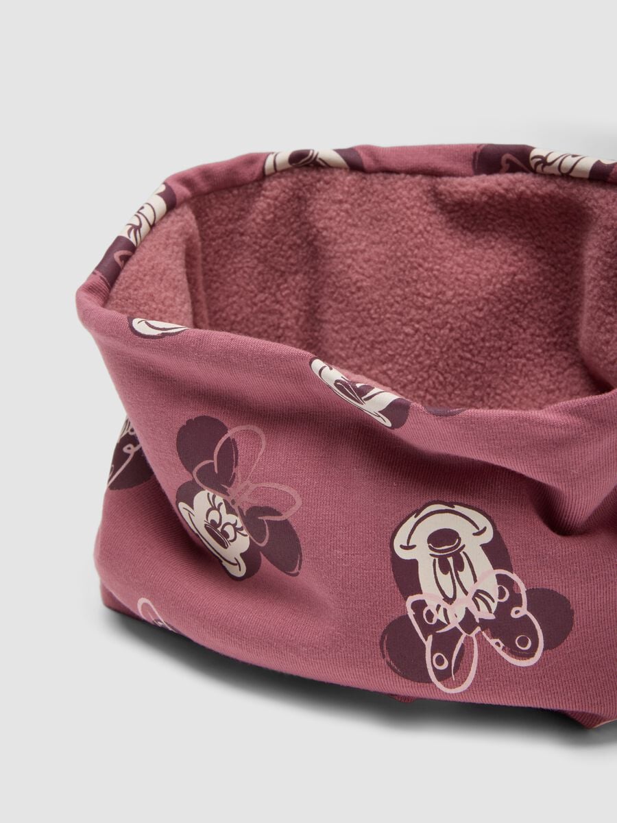 Sciarpa rosa in cotone organico elasticizzato con stampa Minnie per bimba_2