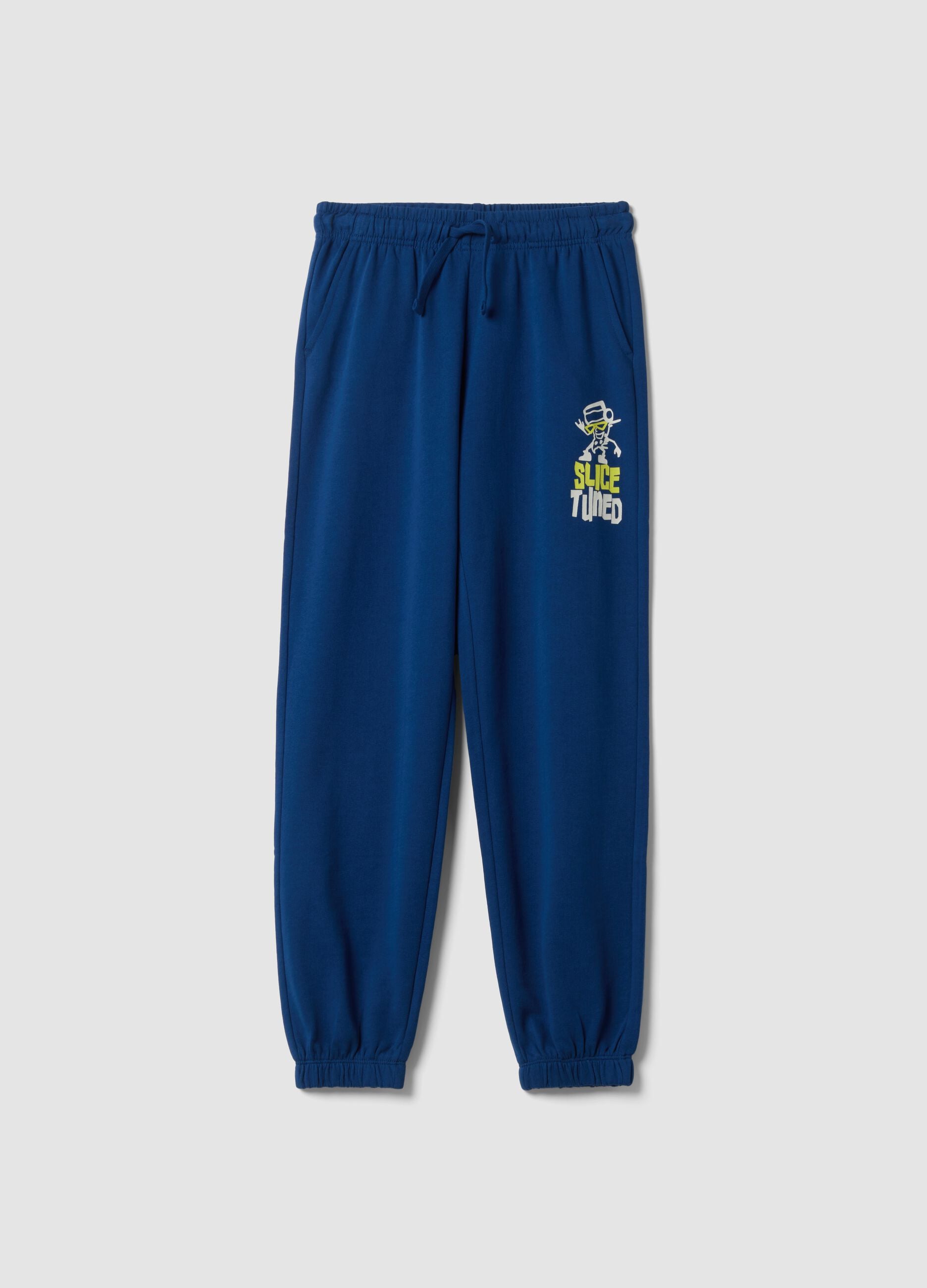 Pantaloni jogger blu in puro cotone