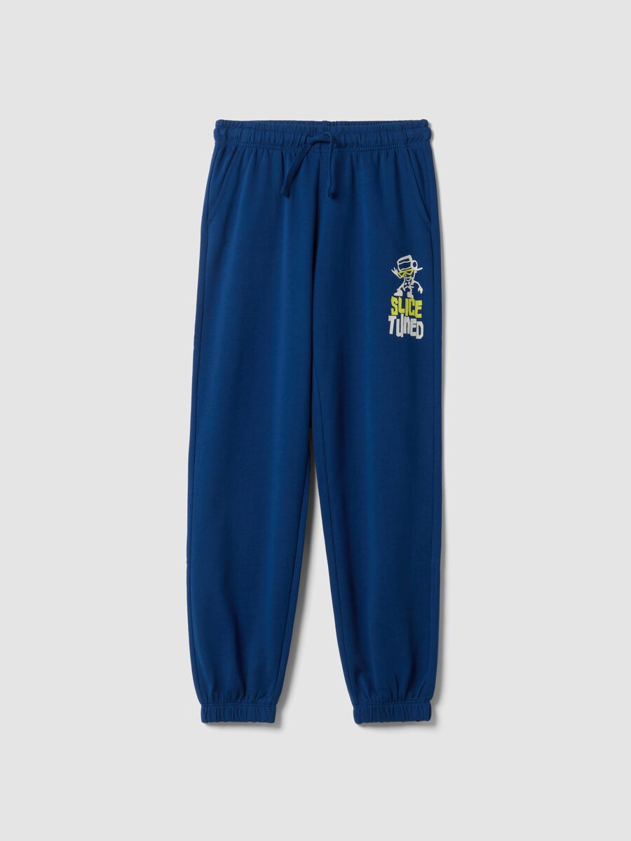 Pantaloni jogger blu in puro cotone_0