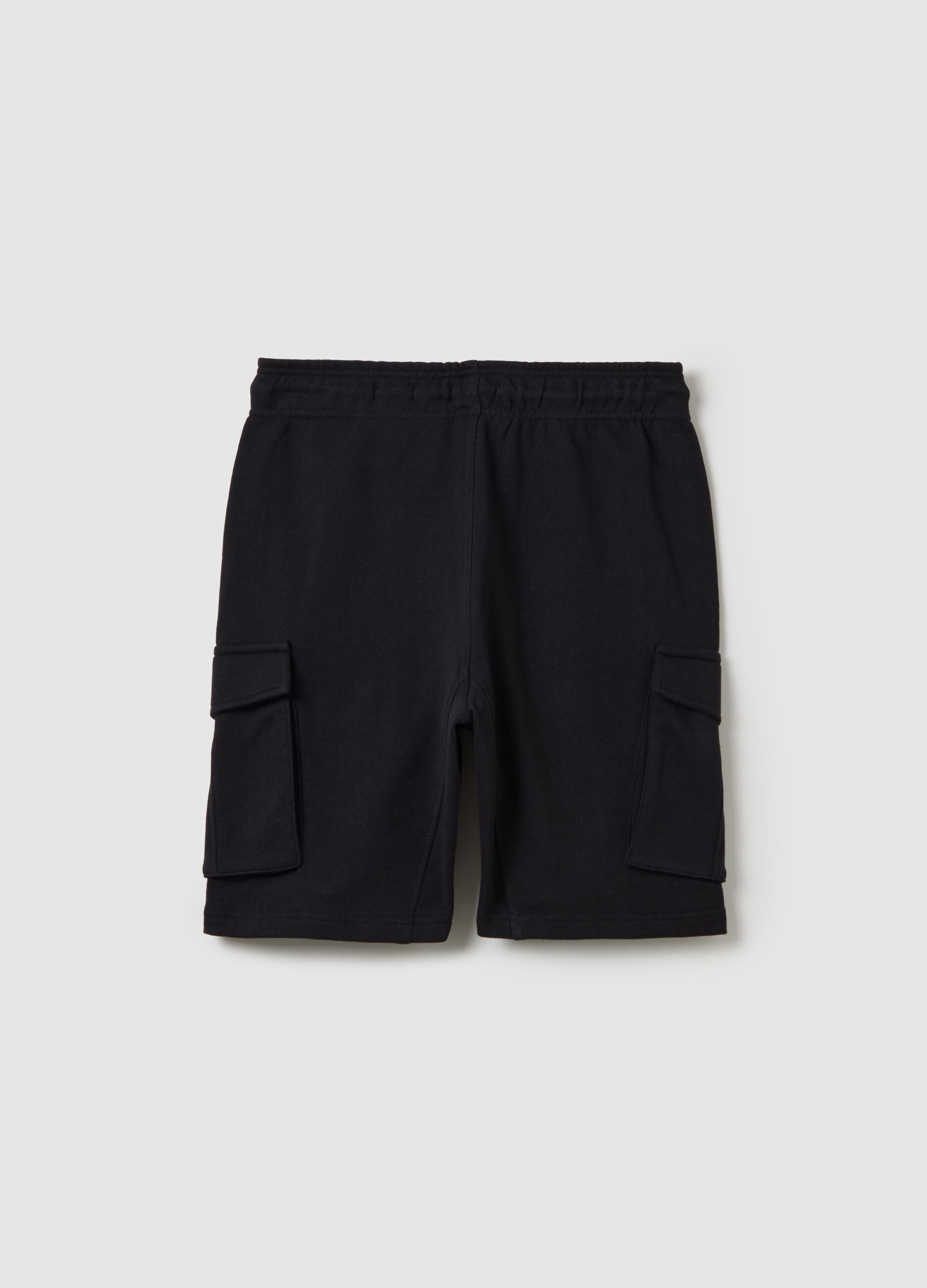 Boys' regular fit black cotton cargo shorts