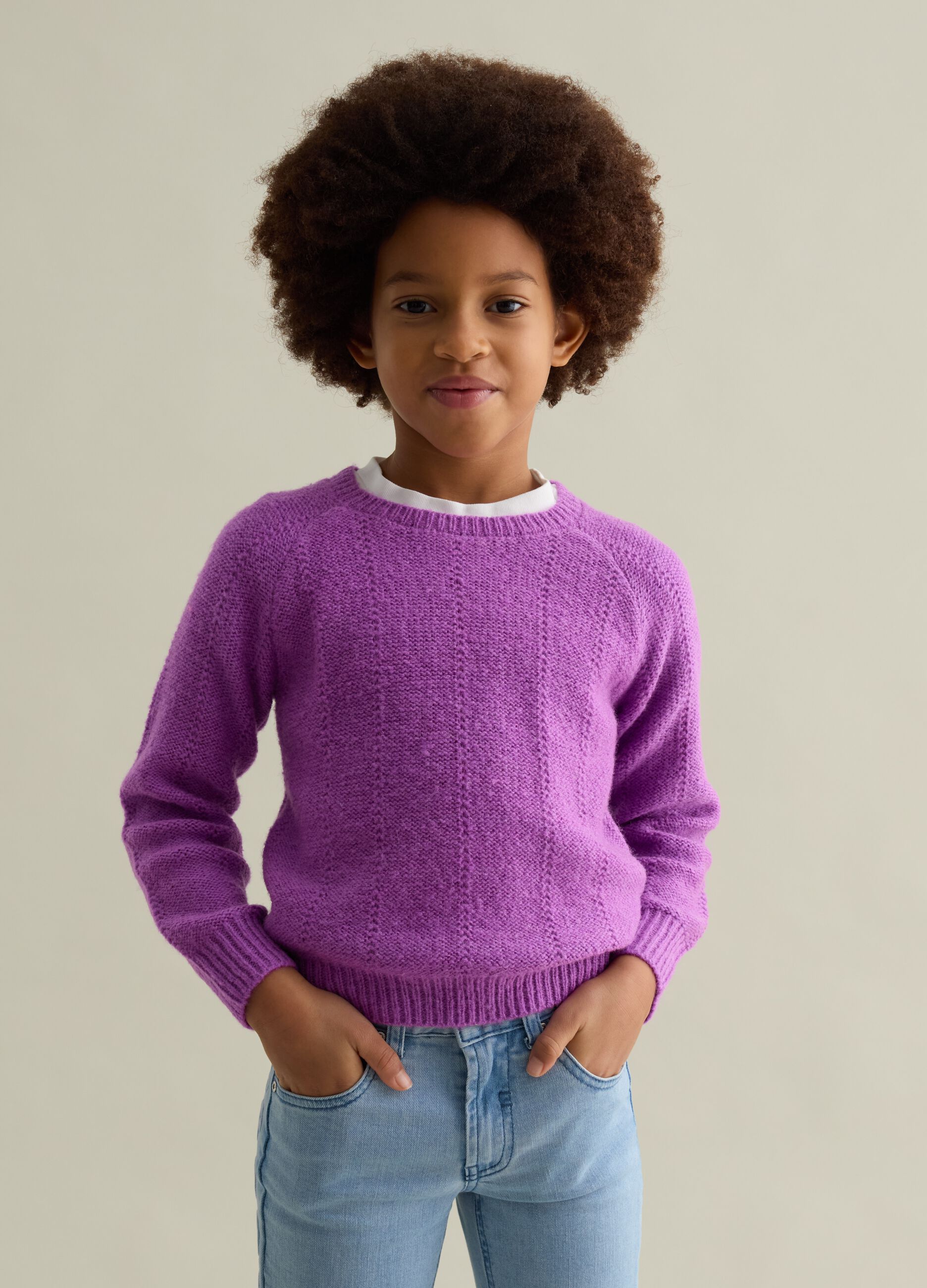 Pullover with pointelle weave