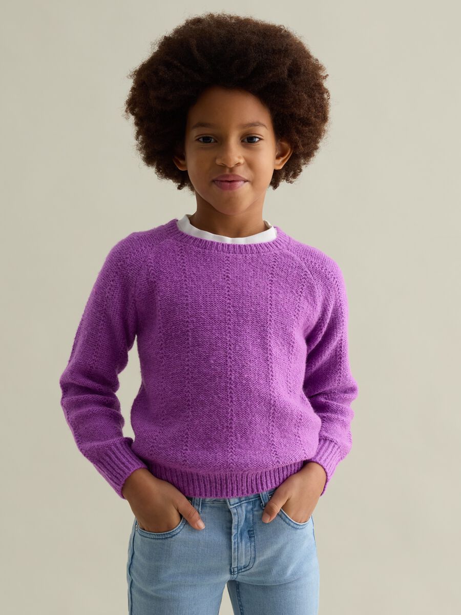 Pullover con trama pointelle_0