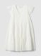 White pure cotton dress with broderie floral embroidery and V-neck_4