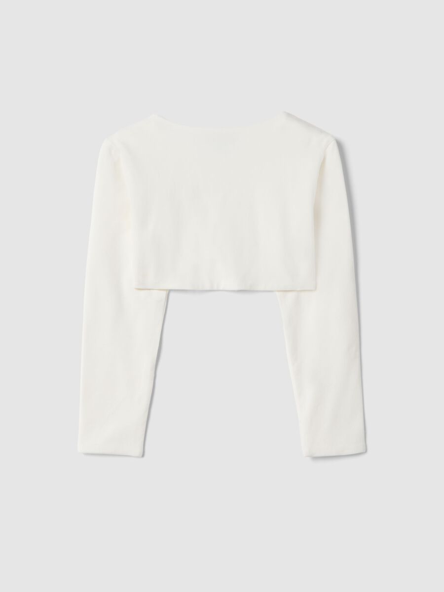 Girls' white slim fit stretch cotton t-shirt_1