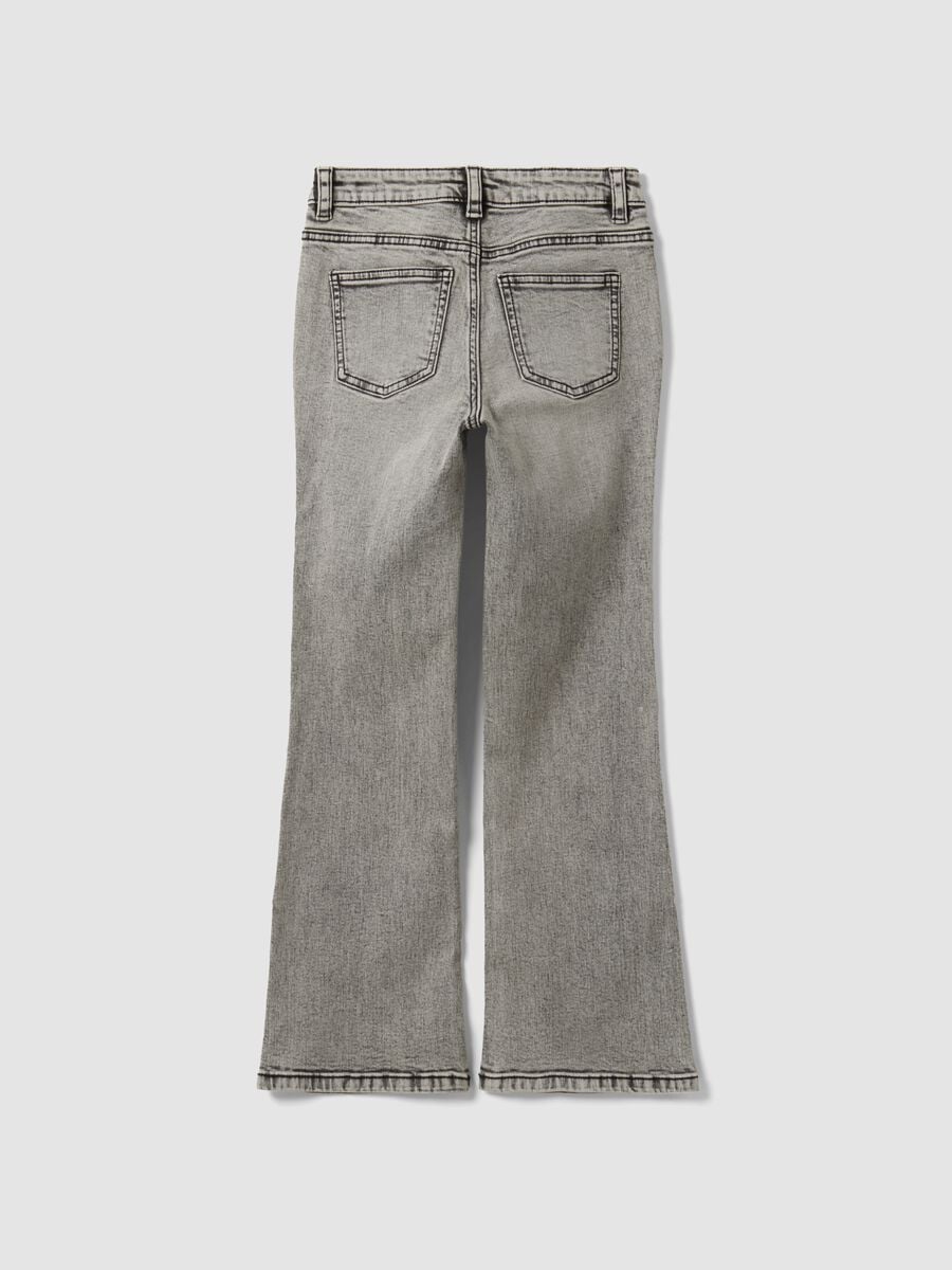 Jeans grigi flare in cotone elasticizzato per ragazza_2