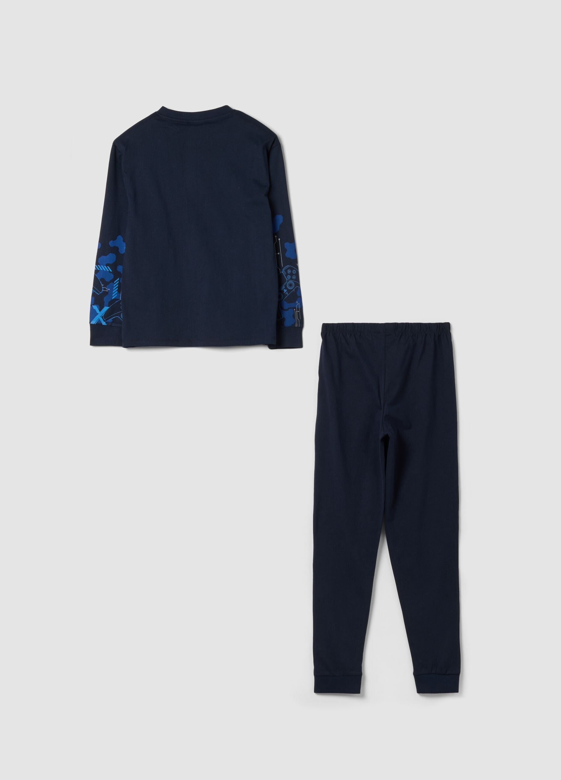 Pigiama blu in puro cotone organico con stampa Playstation