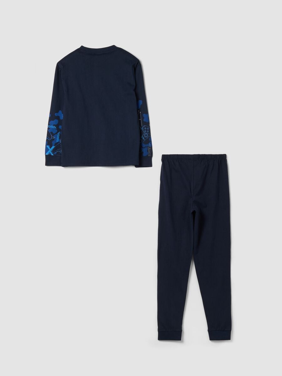 Pigiama blu in puro cotone organico con stampa Playstation_1