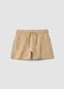 Girls&rsquo; beige shorts in pure organic cotton with elasticated waistband_0