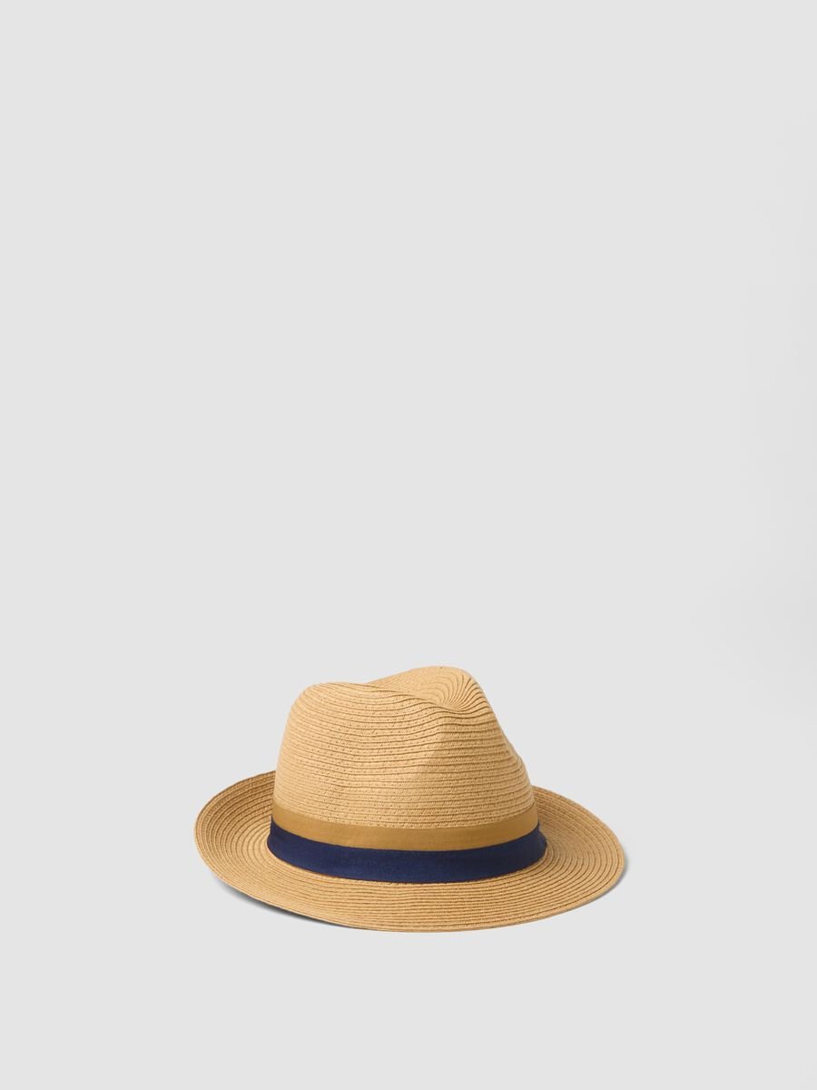 Cappello fedora in puro tessuto carta beige senza fodera_0
