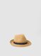 Beige fedora hat in pure paper fabric, unlined_0
