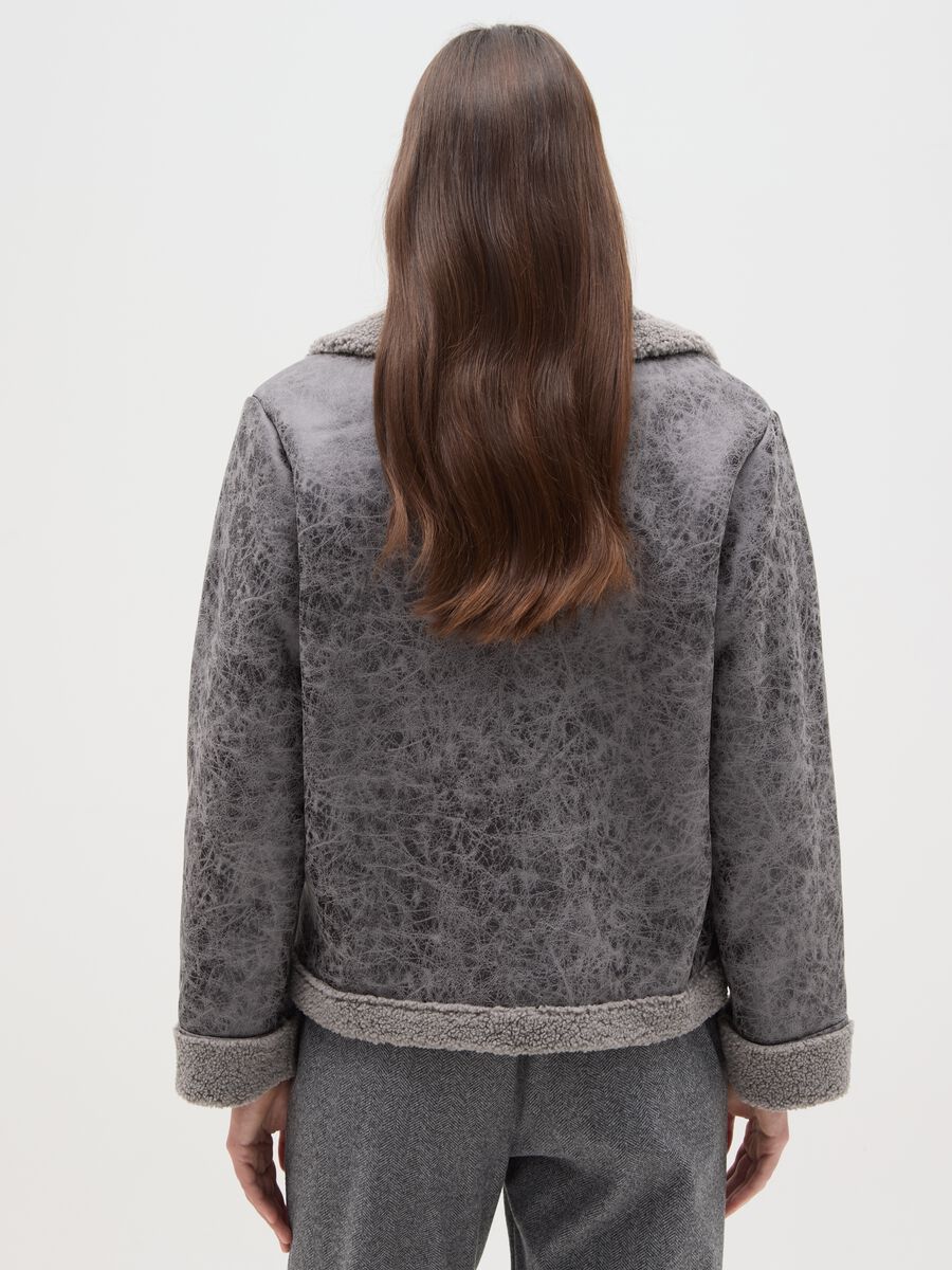 Giacca pesante grigia con collo a contrasto regular fit_2